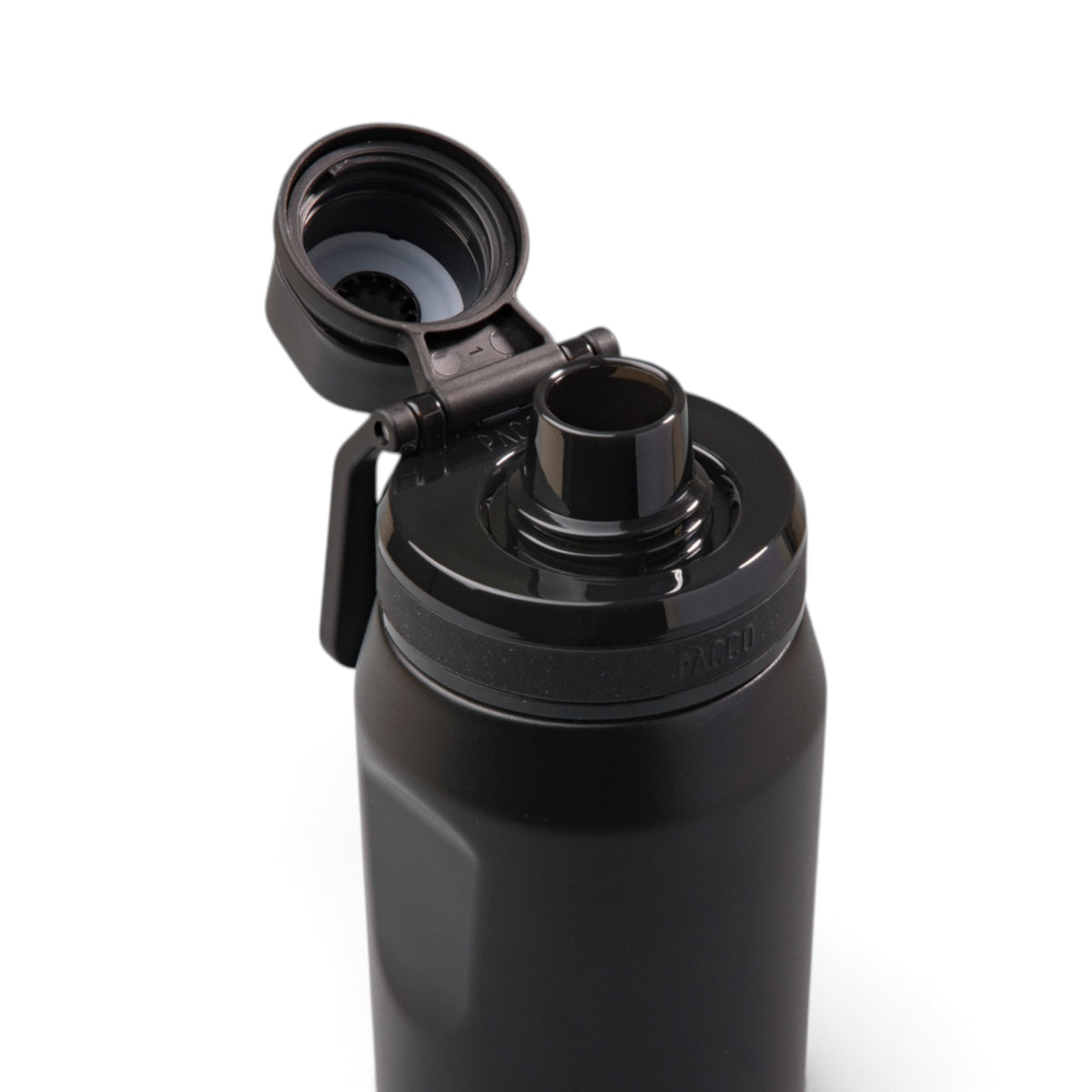 Garrafa Térmica PACCO Vyta 350ml com tampa aberta, design moderno e ergonômico, ideal para uso diário e em viagens.