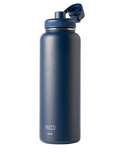 Garrafa Térmica PACCO Hydrav2 1200ml azul, ideal para manter bebidas frias por 24h e quentes por 12h, perfeita para uso diário e viagens.