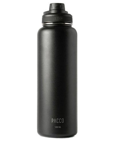 Garrafa Térmica PACCO Hydrav2 1200ml preta, garrafa de alto desempenho térmico ideal para bebidas frias e quentes, durável e elegante.
