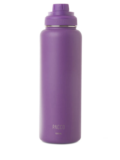 Garrafa Térmica PACCO Hydrav2 1200ml roxa para alta performance térmica e resistência, ideal para bebidas quentes e frias por longas horas.