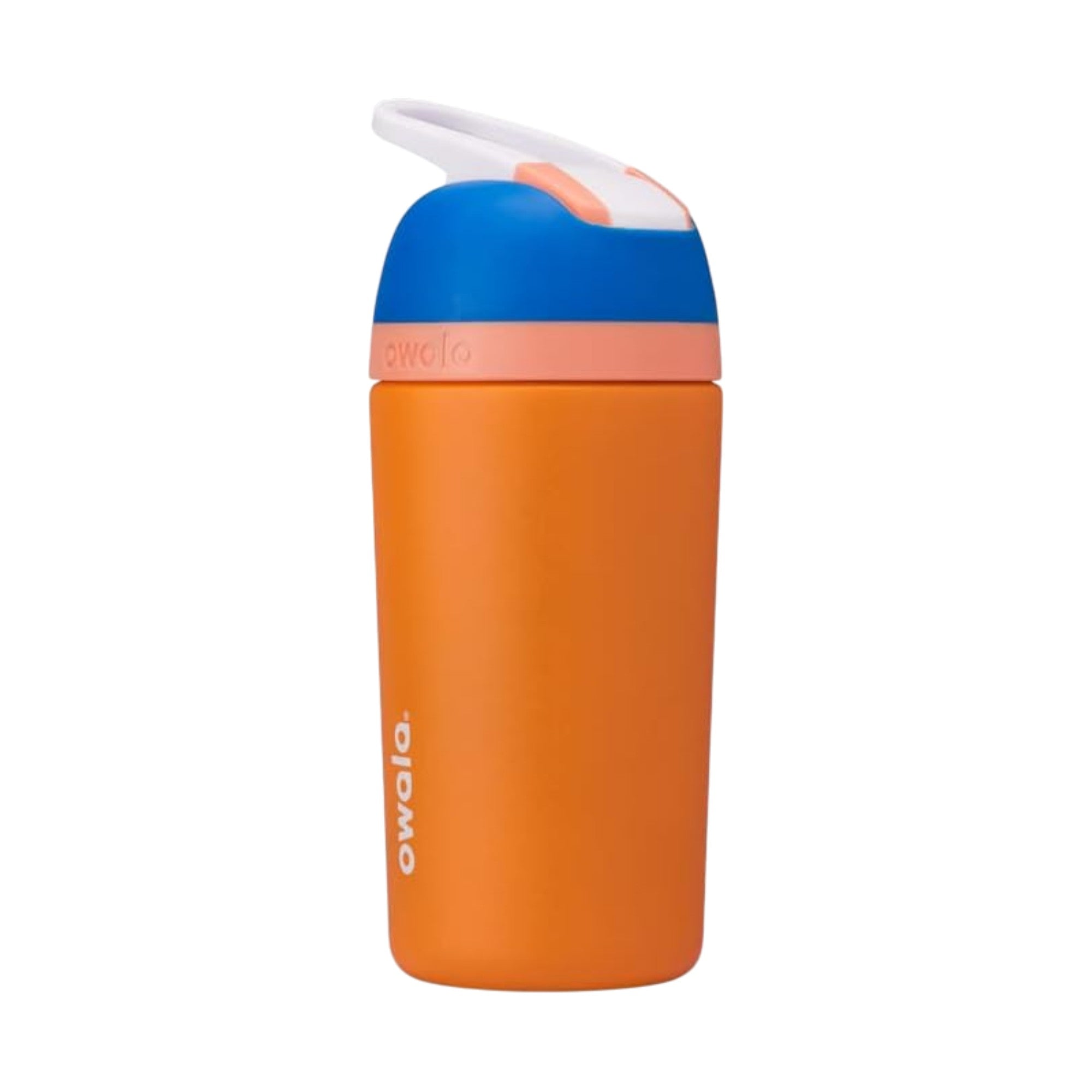 Garrafa Owala Flip Infantil Stainless Steel Termica | 14oz | 410ml em laranja e azul, ideal para crianças.
