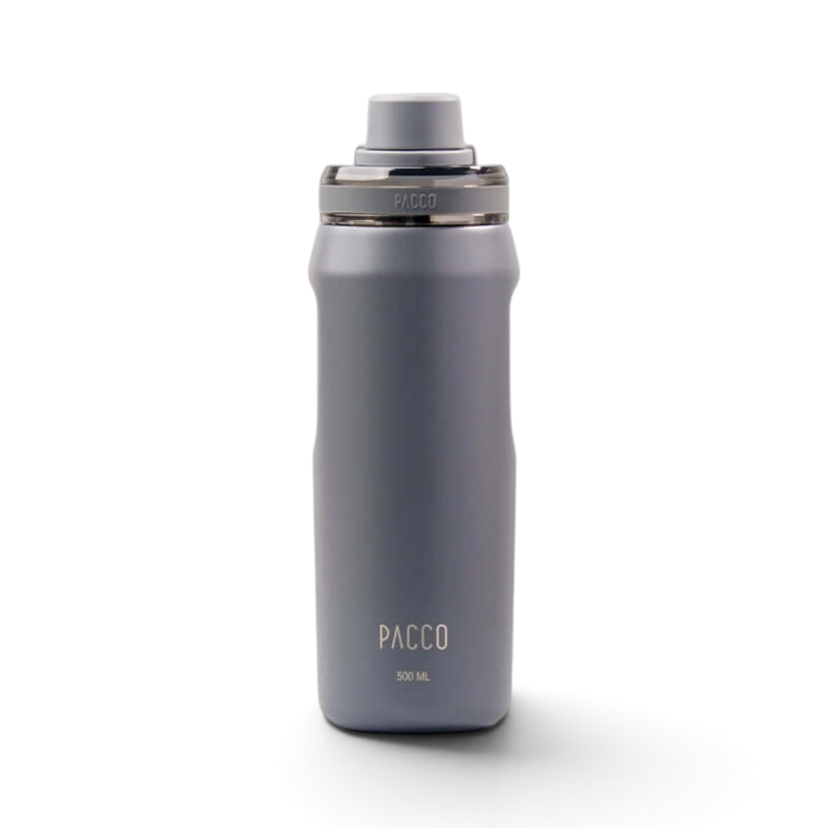 Garrafa Térmica PACCO Vyta 500ml em aço inoxidável 18/10 com isolamento a vácuo, mantendo temperatura de bebidas por horas.