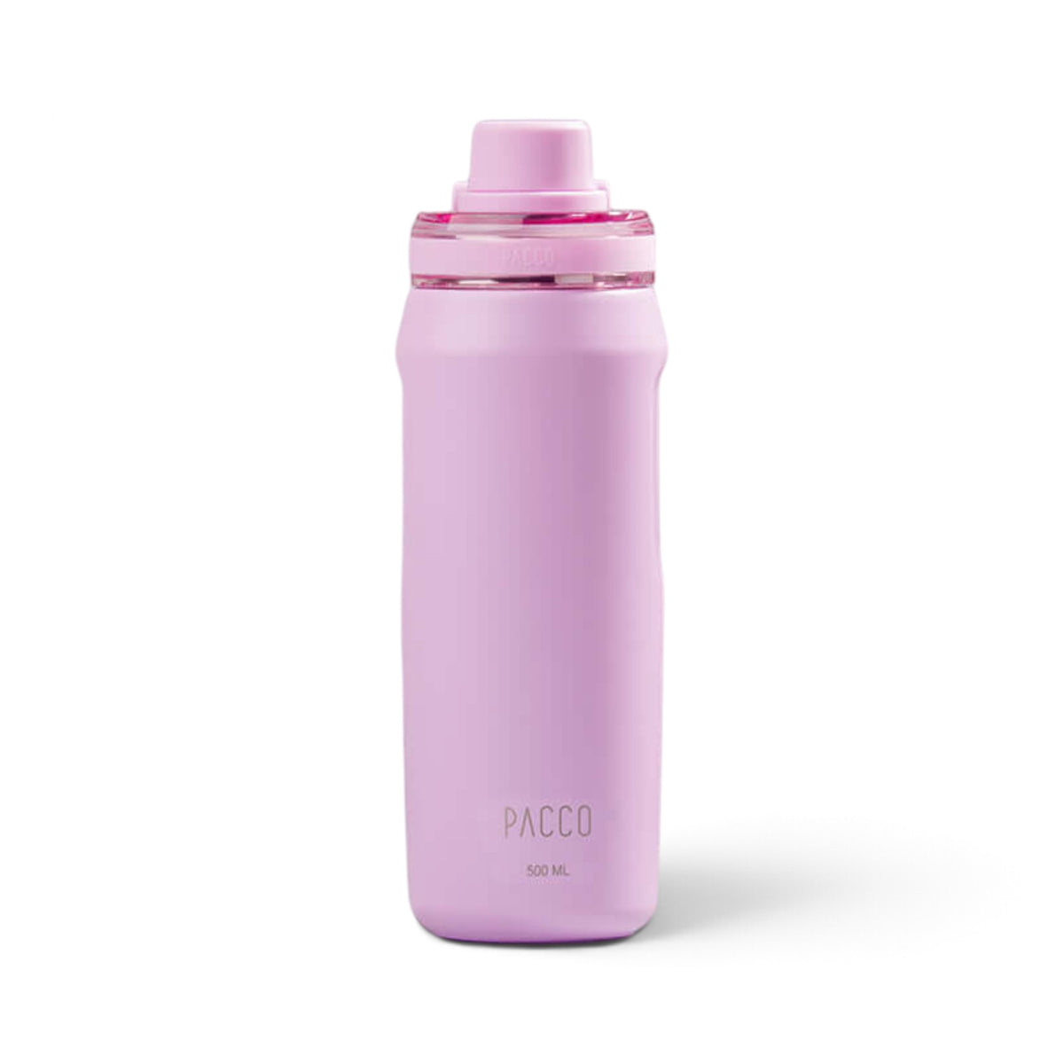 Garrafa Térmica PACCO Vyta 500ml em rosa, feita de inox 18/10, com isolamento térmico para bebidas por até 24 horas.