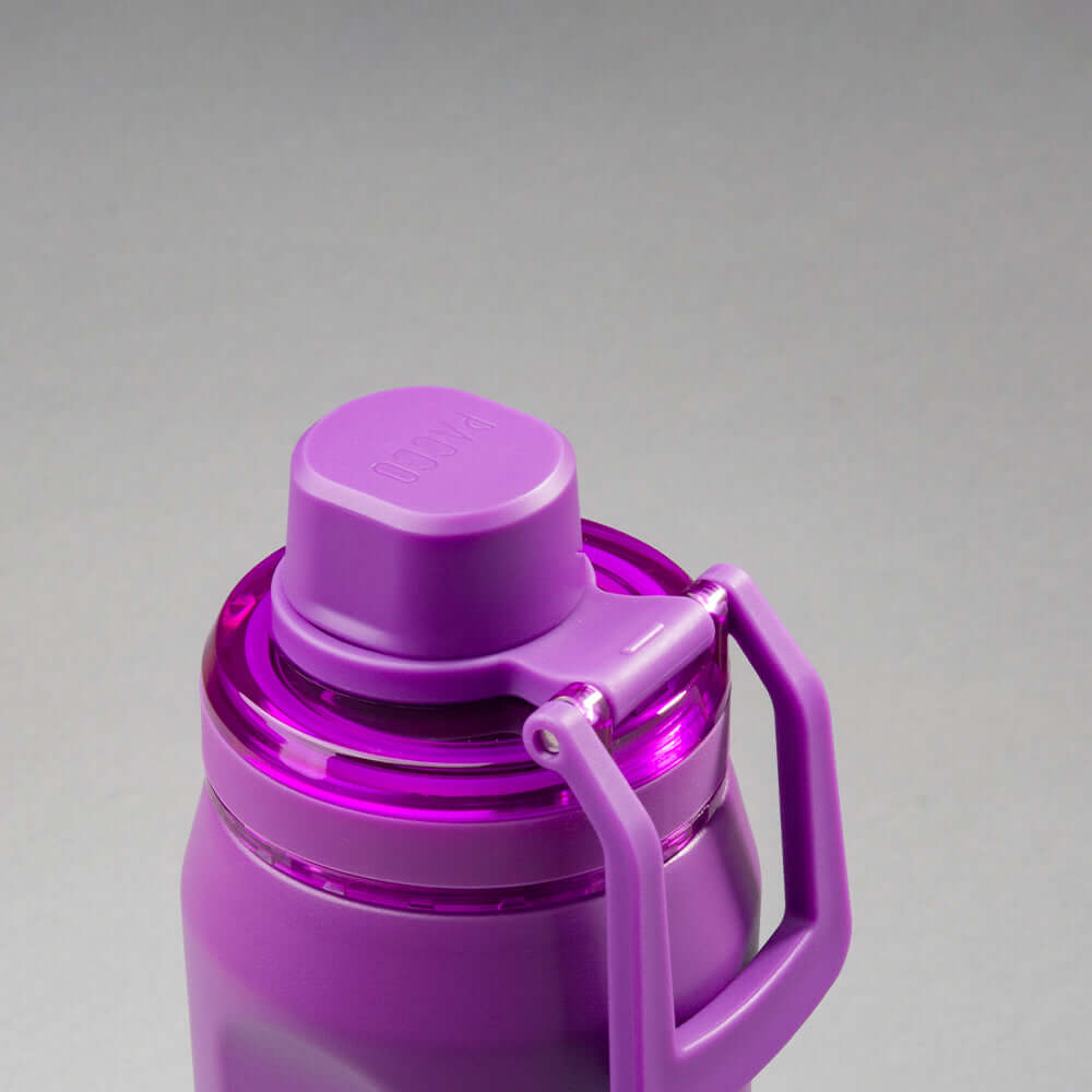Garrafa Térmica PACCO Vyta 500ml roxa com tampa de fechamento seguro e alça robusta.