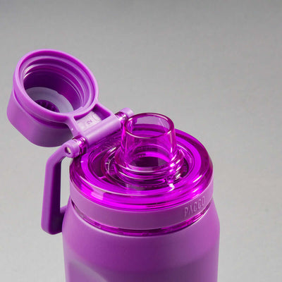 Garrafa Térmica PACCO Vyta 500ml rosa, design sofisticado com tampa aberta, ideal para manter bebidas quentes ou frias por longas horas.