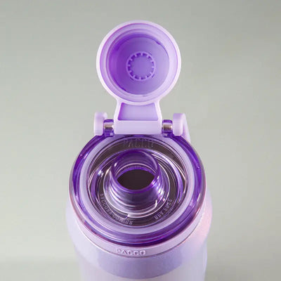 Garrafa Térmica Vyta 500ml PACCO PEDRAS PRECIOSAS com tampa aberta, destacando o design refinado e eficiente para conservação térmica.