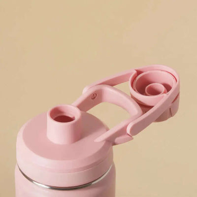 Tampa da Garrafa Térmica PACCO Hydrav2 500ml em rosa, destacando o design elegante e funcionalidade, ideal para bebidas quentes e frias.