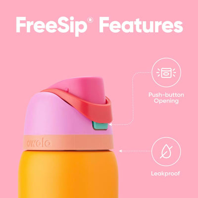 Garrafa Térmica Owala FreeSip 946 ml (32 oz) Tropical, infográfico com as características, foto 31 de 141