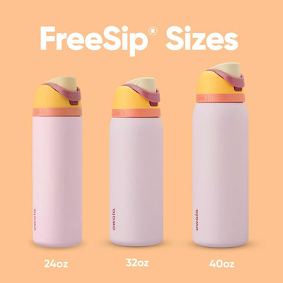 Tamanhos da Garrafa Térmica Owala FreeSip - 1180ml | 40oz e outros modelos em exibição, design inovador com bico FreeSip™ foto.
