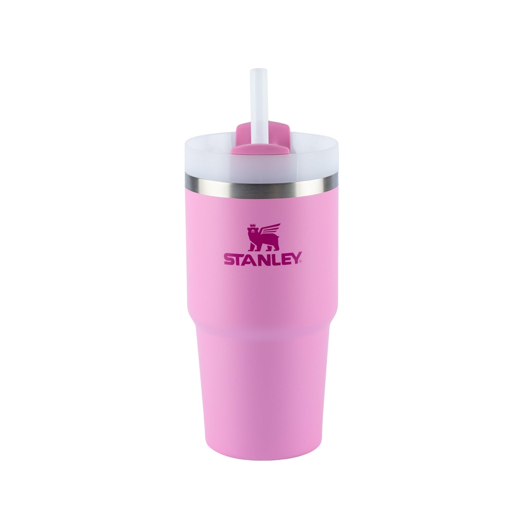 Copo Quencher com alça Stanley | 591ml, copo rosa com design ergonômico e alça, mantém bebida gelada por 8 horas.