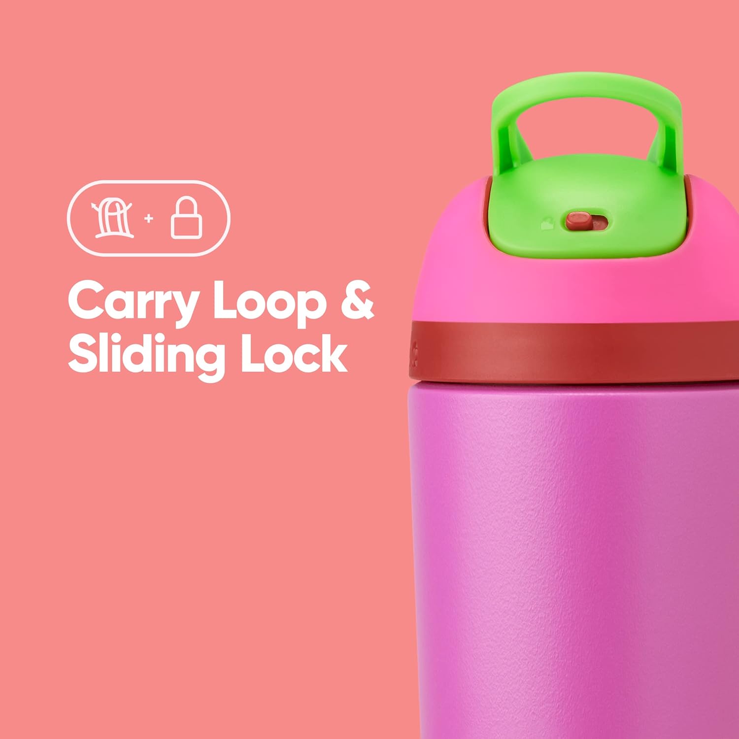 Garrafa Owala Flip Infantil Stainless Steel Termica | 14oz | 410ml com alça de transporte e trava deslizante.
