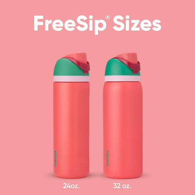 Garrafa Térmica Owala FreeSip - 946ml | 32oz em duas cores diferentes, destacando seu design inovador e bico patenteado FreeSip™.