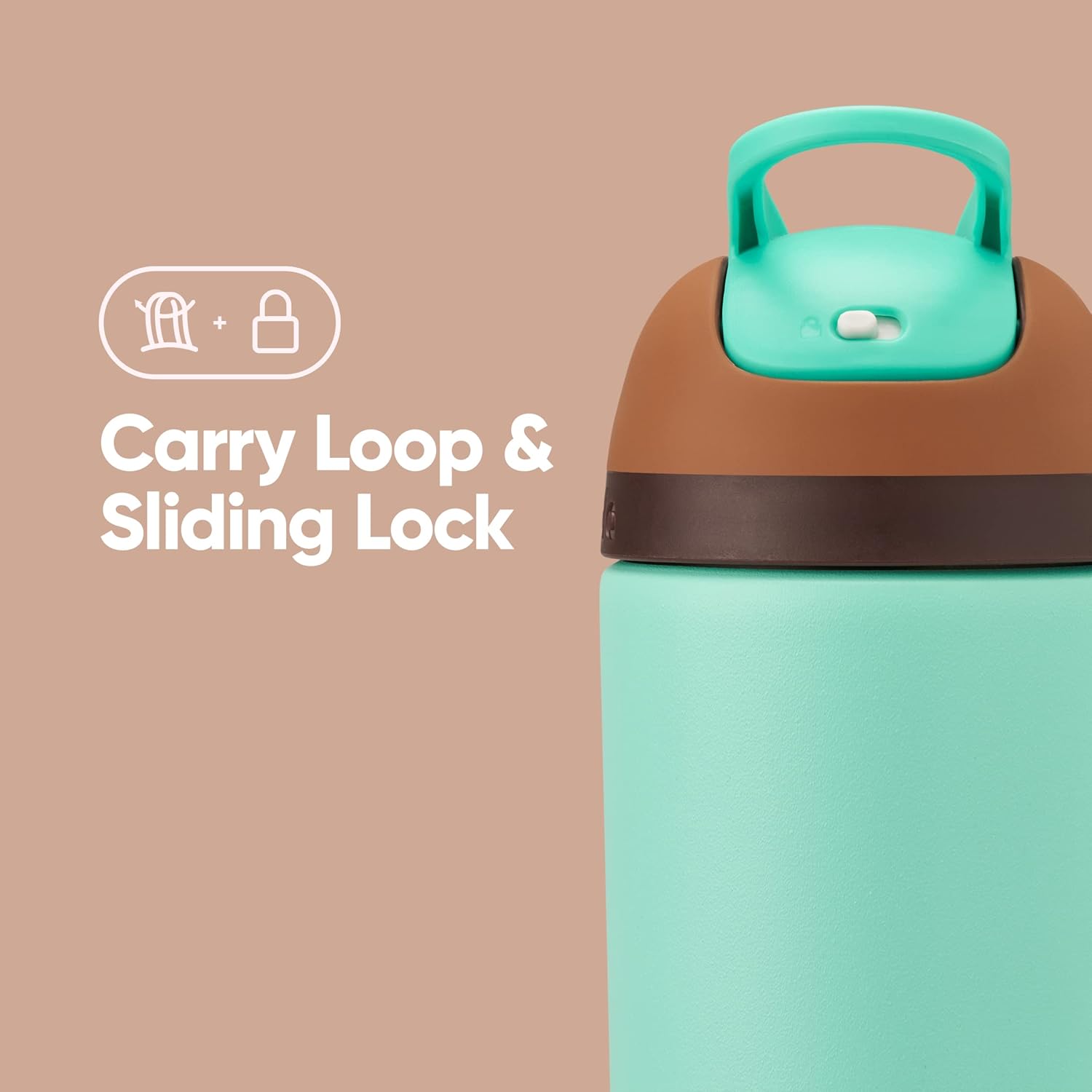 Garrafa Owala Flip Infantil Stainless Steel Termica | 14oz | 410ml com alça de transporte e travamento deslizante.