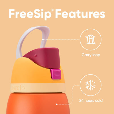 Detalhe da Garrafa Térmica Owala FreeSip - 1180ml | 40oz com loop de transporte e desempenho de resfriamento por 24 horas.