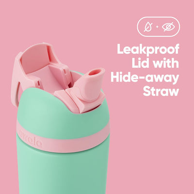 Garrafa Owala Flip Infantil Stainless Steel Termica | 14oz | 410ml com tampa à prova de vazamentos e palha integrada.