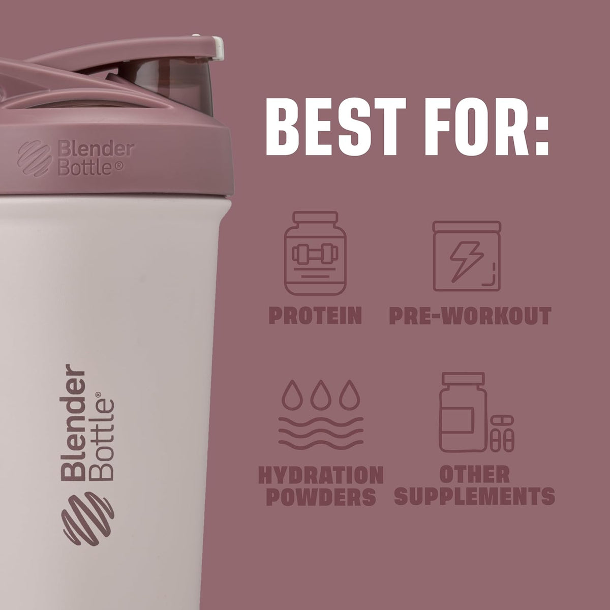 Coqueteleira Blender Bottle Strada Sleek 740 ml Sahara Sunset, infográfico com as características, foto 13 de 57