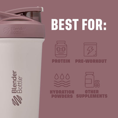 Coqueteleira Blender Bottle Strada Sleek 740 ml Sahara Sunset, infográfico com as características, foto 13 de 57
