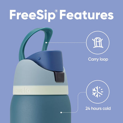 Garrafa Térmica Owala FreeSip - 1180ml | 40oz, destacando características como loop de transporte e 24 horas de manutenção fria.