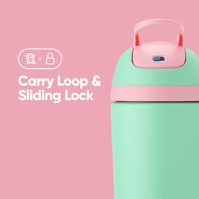 Garrafa Owala Flip Infantil Stainless Steel Termica | 14oz | 410ml com alça de transporte e bloqueio deslizante.