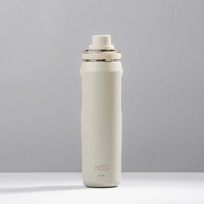 Garrafa Térmica PACCO Vyta 650ml em design elegante e aço inox 18/10, alta performance térmica, base antiderrapante.