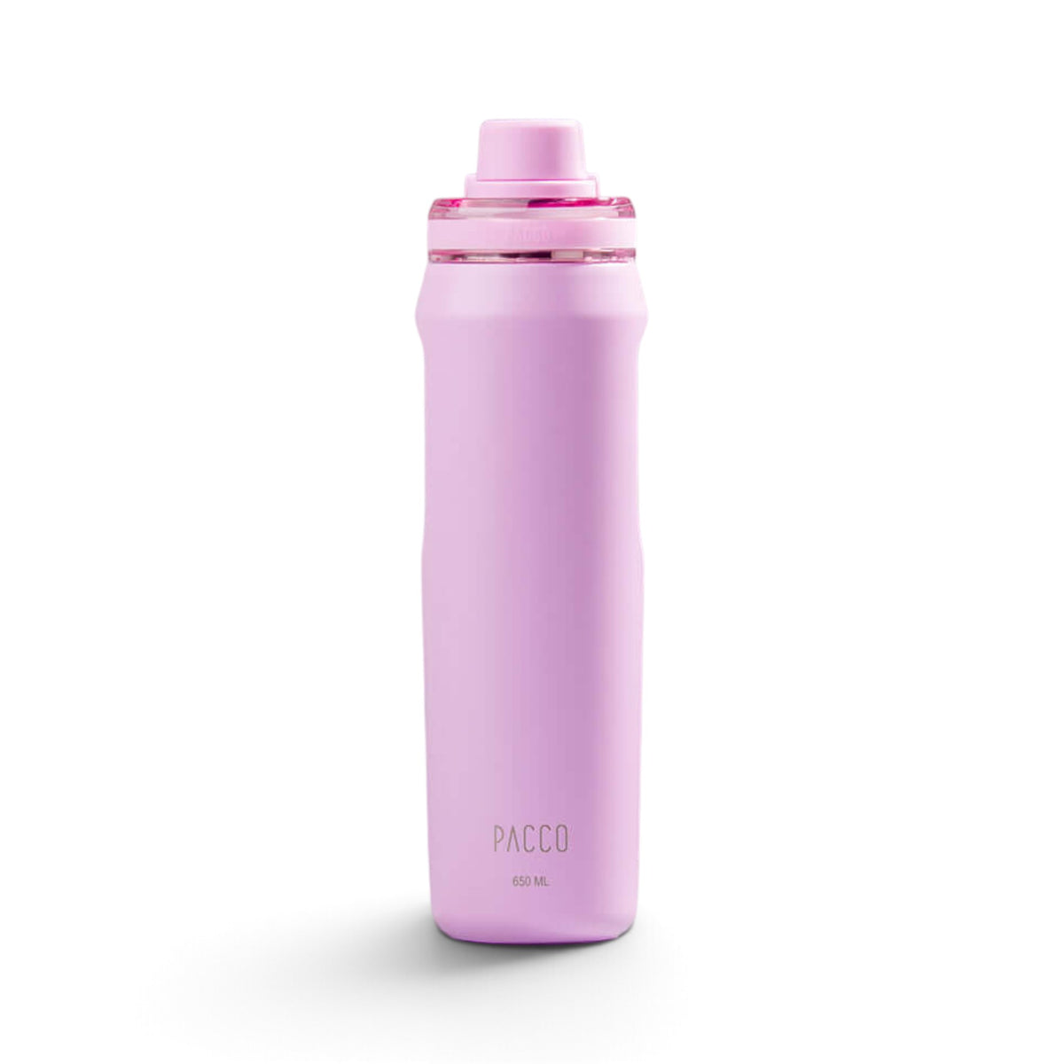 Garrafa Térmica PACCO Vyta 650ml rosa, design elegante em aço inox 18/10, mantém bebidas quentes por 12h e frias por 24h.