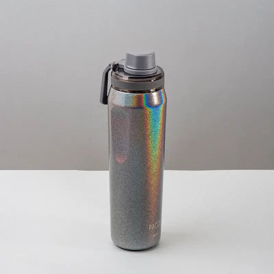Garrafa Térmica Vyta 650ml PACCO | PEDRAS PRECIOSAS com design elegante e acabamento brilhante em fundo cinza.