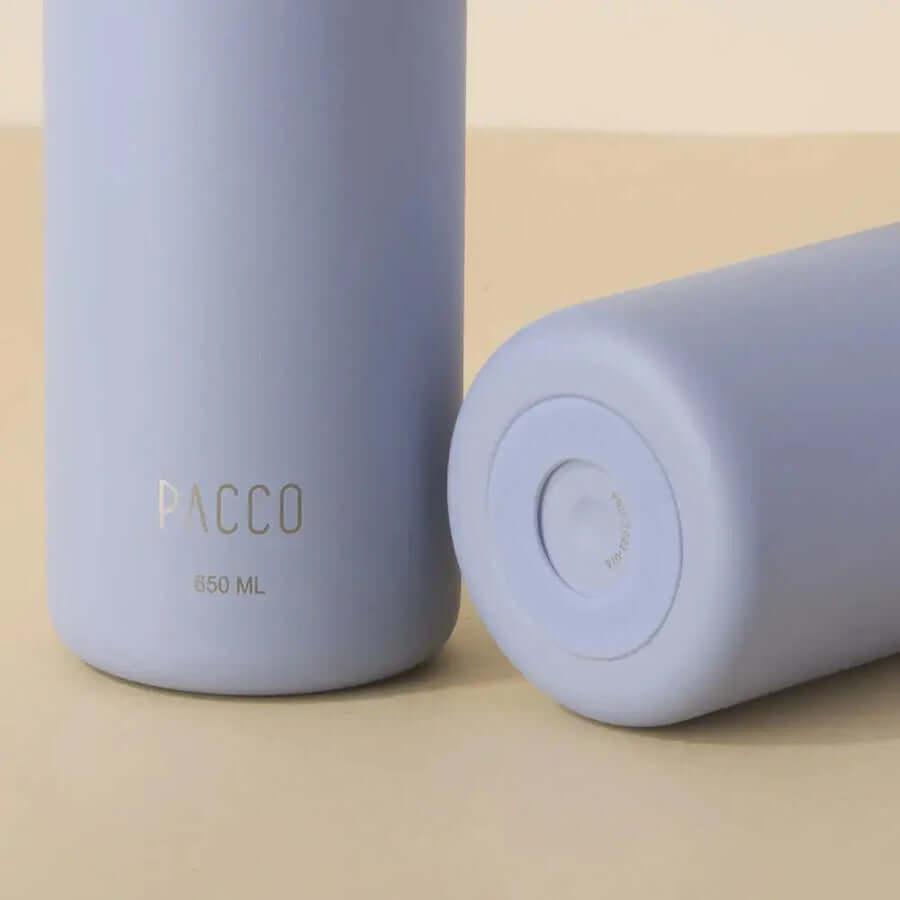 Garrafa Térmica PACCO Hydrav2 650ml em roxo, destacando seu design sofisticado e desempenho térmico para bebidas quentes e frias.