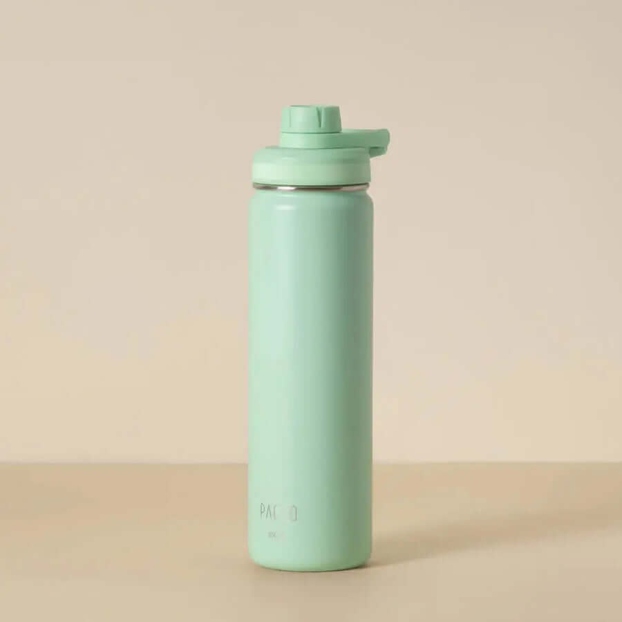 Garrafa Térmica PACCO Hydrav2 650ml verde com design sofisticado e isolamento térmico, ideal para bebidas quentes e frias.