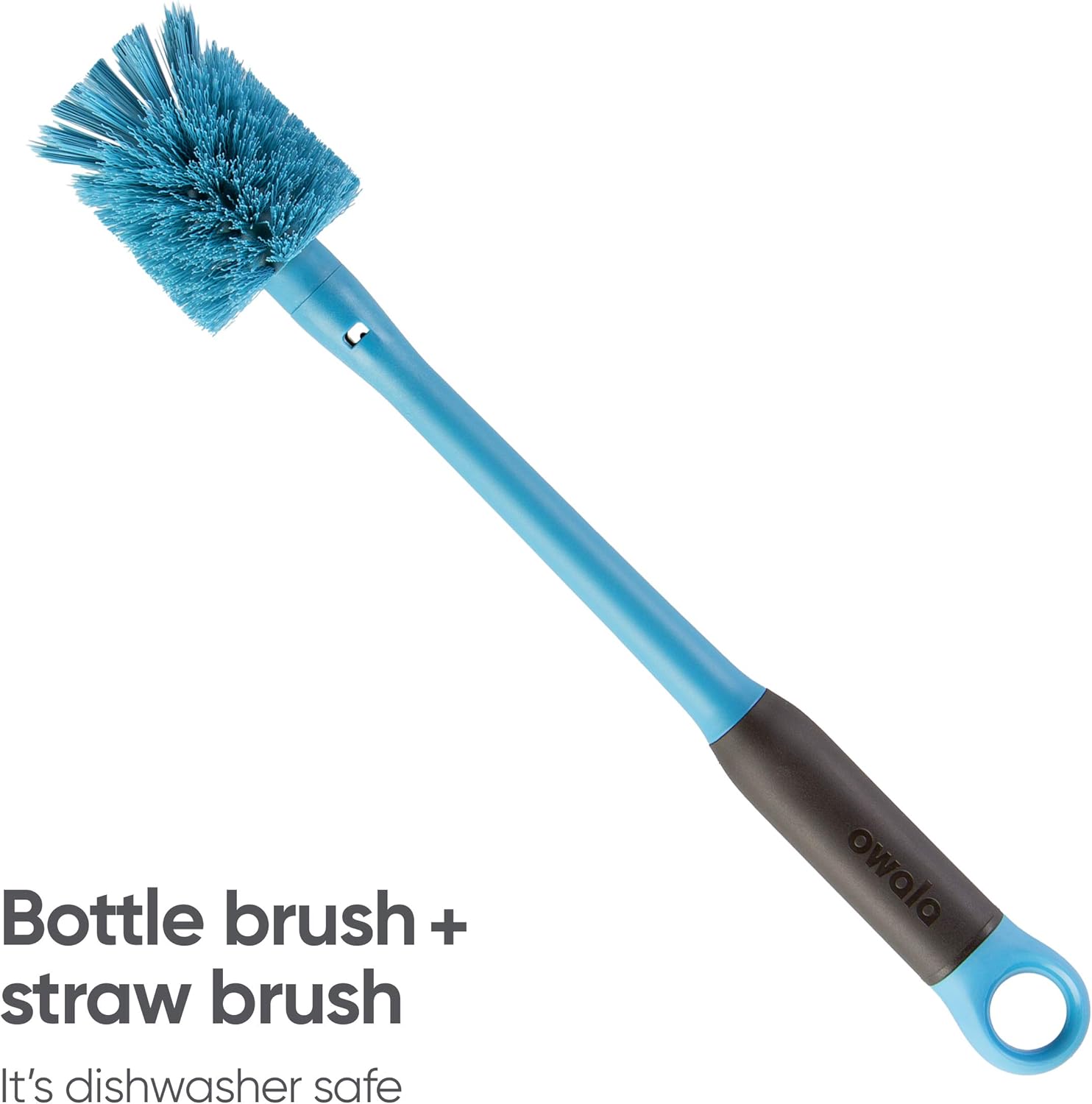 Escova para Limpeza Owala 2 em 1 - Smokey Brush com função dupla para garrafas e canudos, design ergonômico em azul.