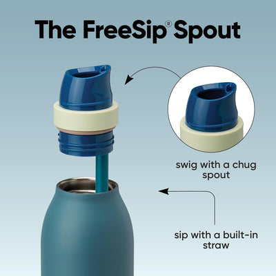 Garrafa Térmica Owala Twist 710 ml (24 oz) Denim, infográfico com as características