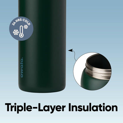 Garrafa Térmica Owala FreeSip - 946ml | 32oz com isolamento triplo, mantém bebidas frias por 24 horas, verde escuro com bico FreeSip™.