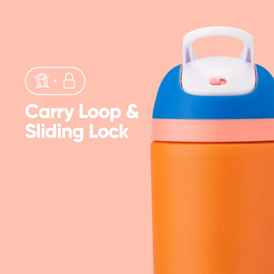 Garrafa Owala Flip Infantil Stainless Steel Termica | 14oz | 410ml com alça de transporte e trava deslizante.