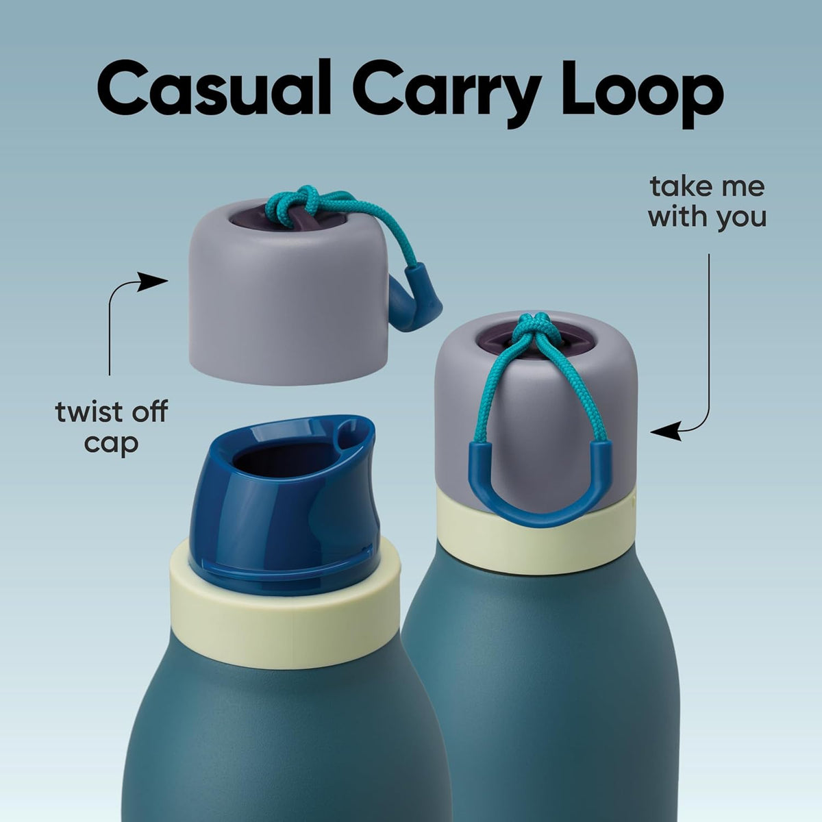 Garrafa Térmica Owala Twist 710 ml (24 oz) Denim, infográfico com as características, foto 72 de 82