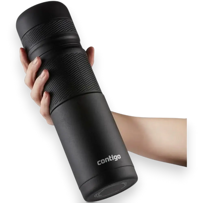 Garrafa Termica Inox 739 ml Preto Contigo com isolamento THERMALOCK™ e rolha 3SIXTY™, performance térmica superior