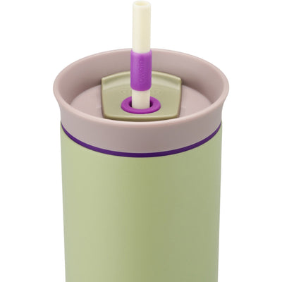 Copo Tumbler Térmico Owala - 710ml | 24oz, cor verde com detalhe roxo, design moderno e isolamento a vácuo para bebidas quentes e frias