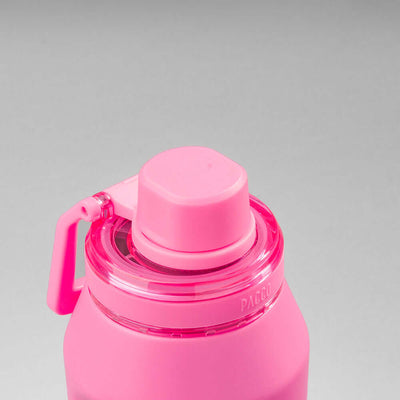 Garrafa Térmica PACCO Vyta 950ml rosa com tampa destacável, design inovador e isolamento térmico para líquidos frios ou quentes.