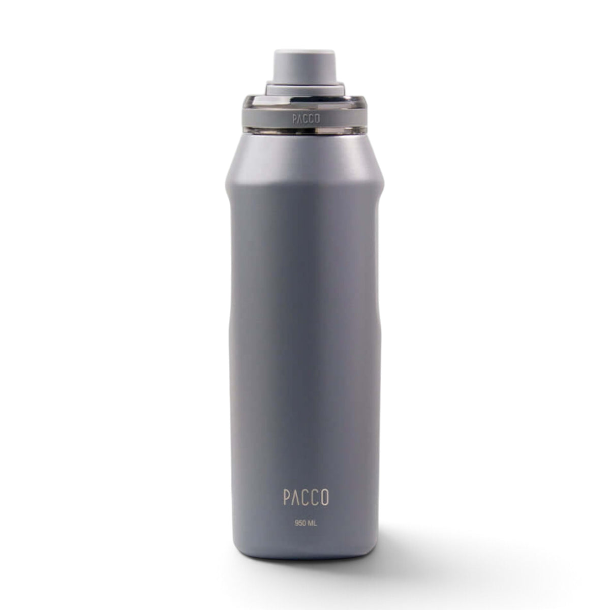 Garrafa Térmica PACCO Vyta 950ml em aço inoxidável com isolamento térmico a vácuo, ideal para manter bebidas frias ou quentes por horas.