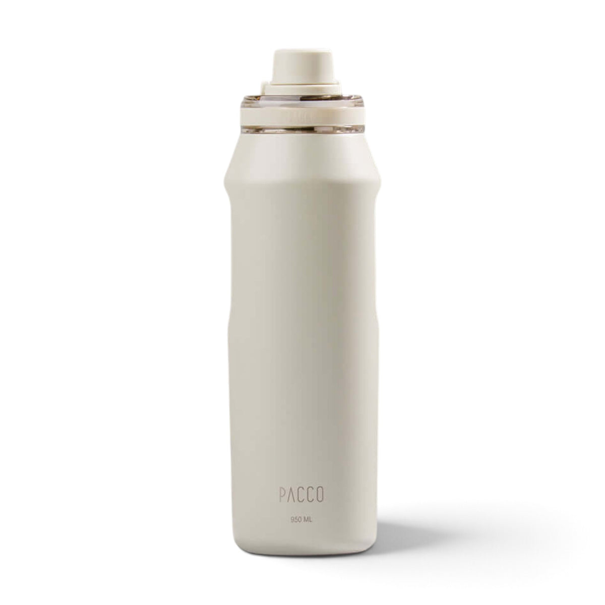 Garrafa Térmica PACCO Vyta 950 ml Creme, vista frontal com tampa fechada