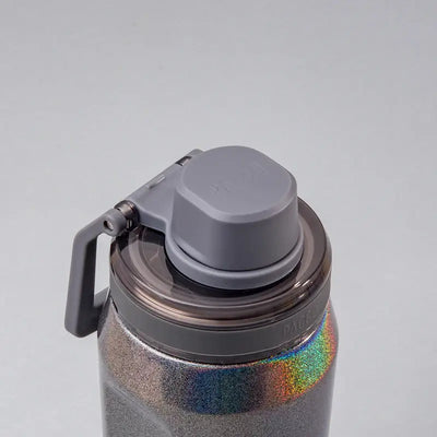 Garrafa Térmica Vyta 950ml PACCO | PEDRAS PRECIOSAS com tampa cinza e design sofisticado em aço inox, destacando eficiência térmica.