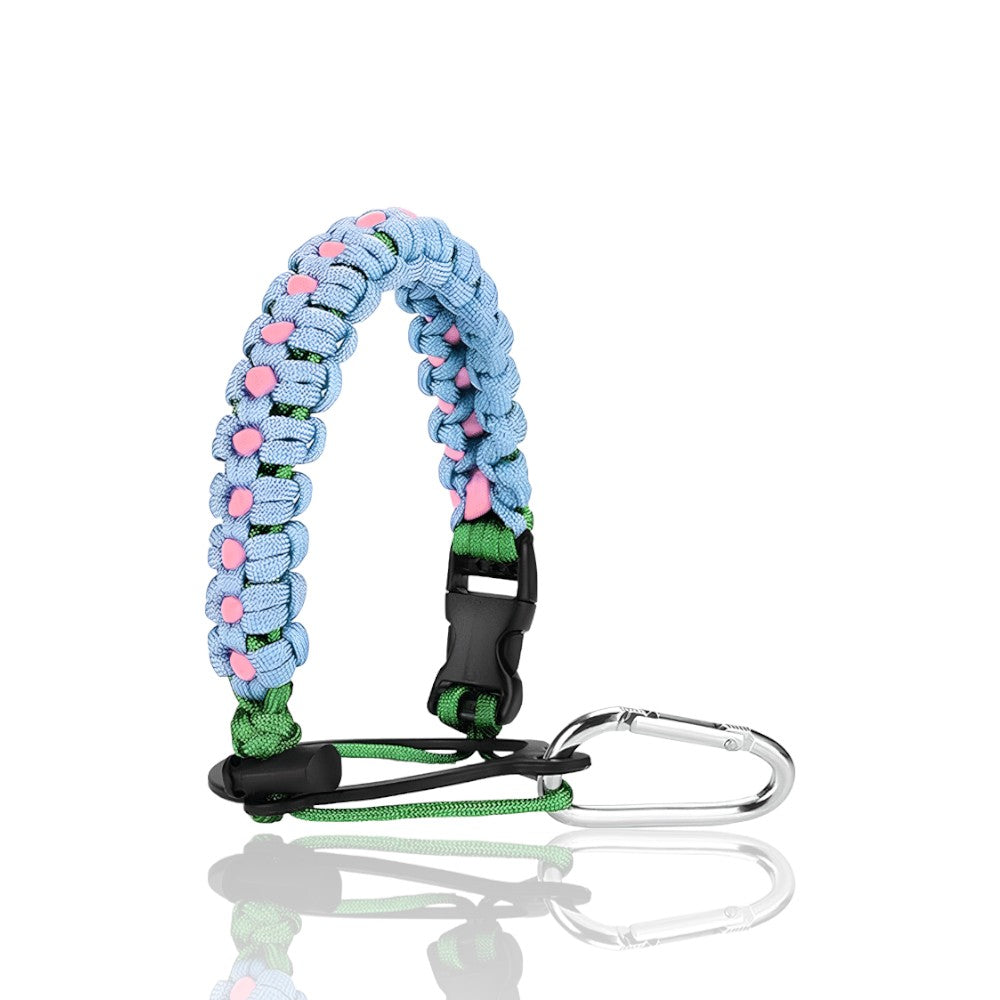 Alça de Mão - Floral com sistema acolchoado ergonômico, ajuste personalizado, design colorido e fivela para transporte confortável.