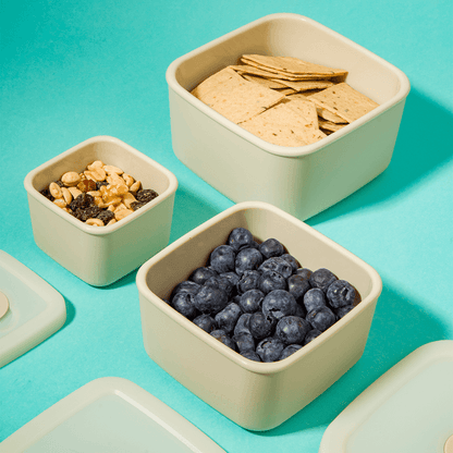 Fresh trio - Conjunto pote de silicone Creme PACCO com alimentos