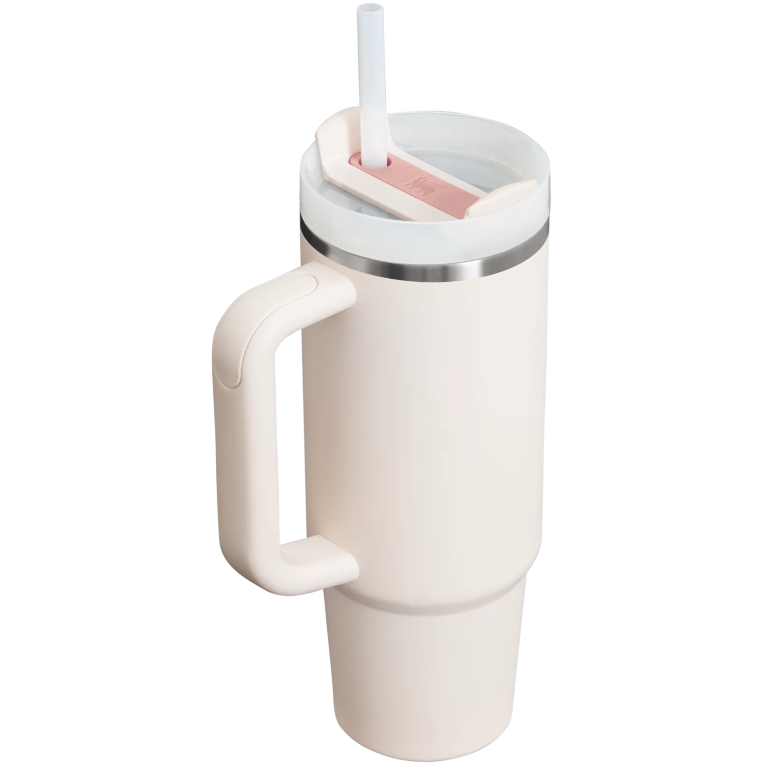 Copo Quencher Stanley 887ml térmico com alça ergonômica e tampa de 3 posições, mantém bebidas geladas por até 40 horas.