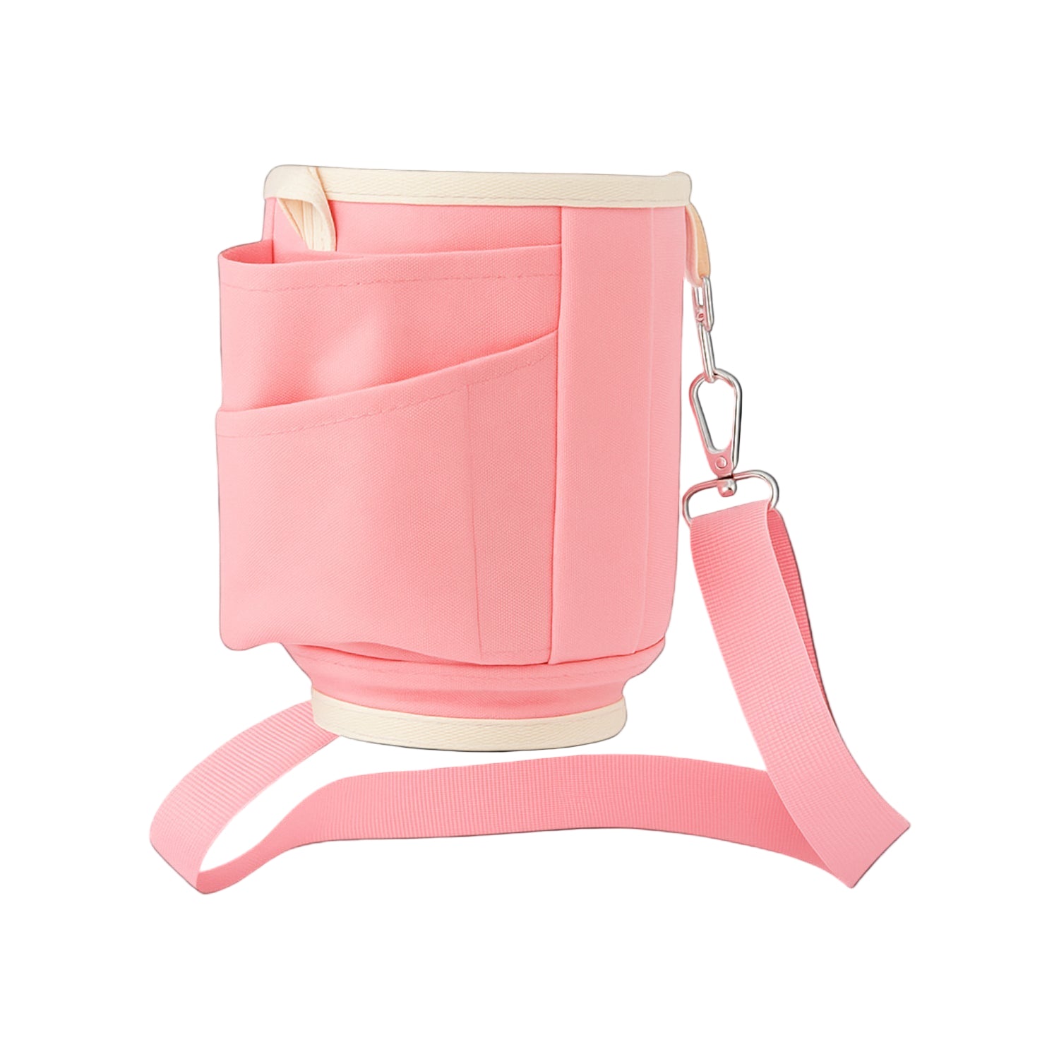 Bolsa para Copo Térmico Quencher & Tumbler em poliéster reciclado rosa com alça ajustável para praticidade e estilo diário.