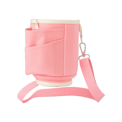 Bolsa para Copo Térmico Quencher & Tumbler em poliéster reciclado rosa com alça ajustável para praticidade e estilo diário.