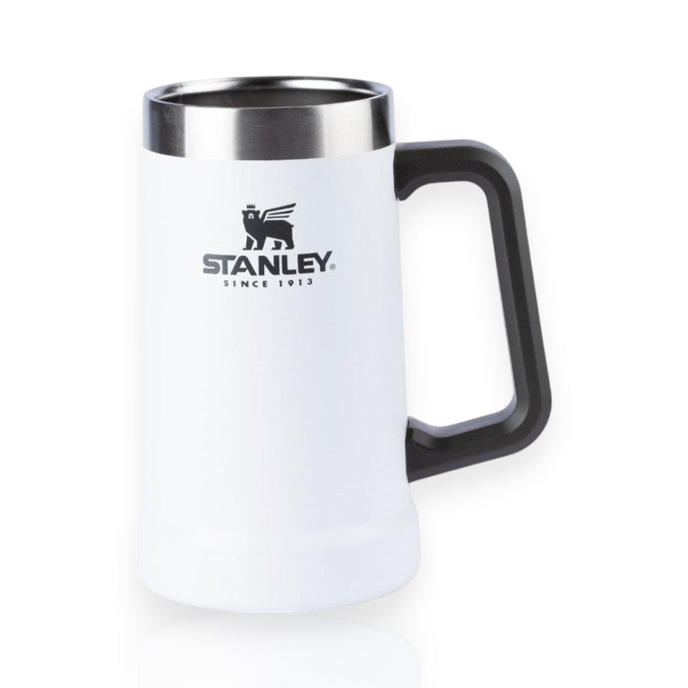 Caneca Térmica de Cerveja Stanley | 709ML em branco com alça preta e design robusto, ideal para manter a bebida gelada por mais tempo.
