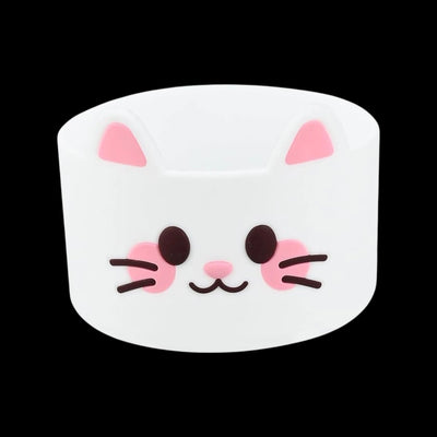 Capa de Silicone Médio - Variados 3D em design de gatinho para copos e garrafas, proteção e estilo, 350 ml a 750 ml, fácil remoção.