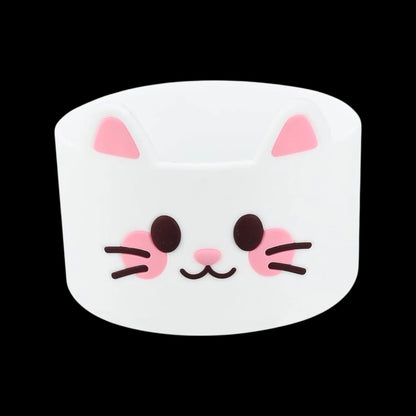 Capa de Silicone Médio - Variados 3D em design de gatinho para copos e garrafas, proteção e estilo, 350 ml a 750 ml, fácil remoção.