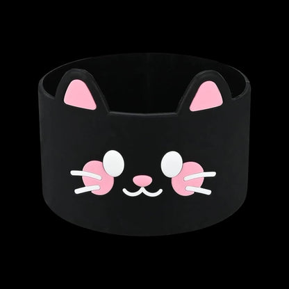 Capa de Silicone Médio - Variados 3D com design de gato, ideal para copos Quencher e garrafas de 350 ml a 750 ml, protege e prolonga durabilidade.