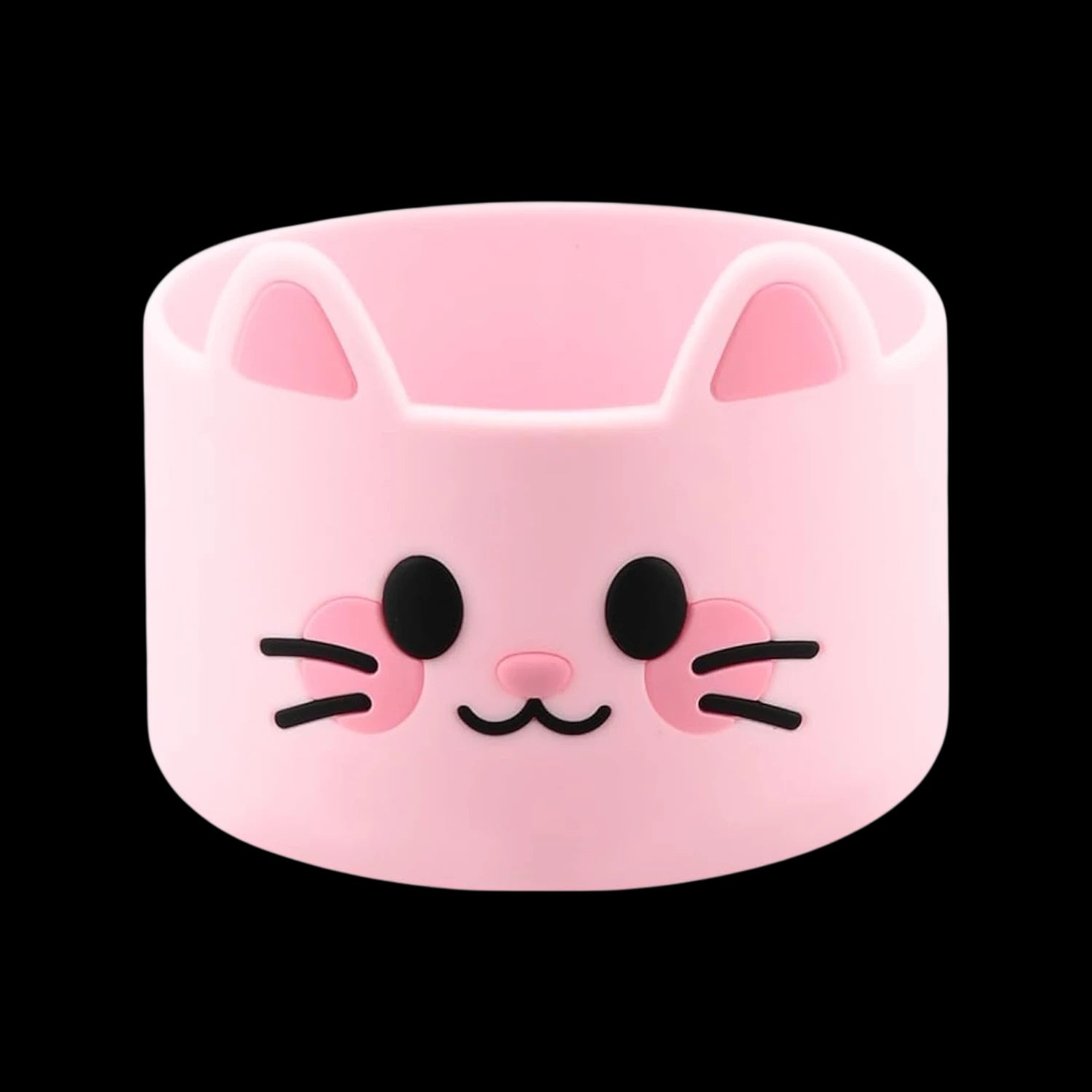 Capa de Silicone Médio - Variados 3D em formato de gatinho rosa, ideal para copos e garrafas de 350 ml a 750 ml.