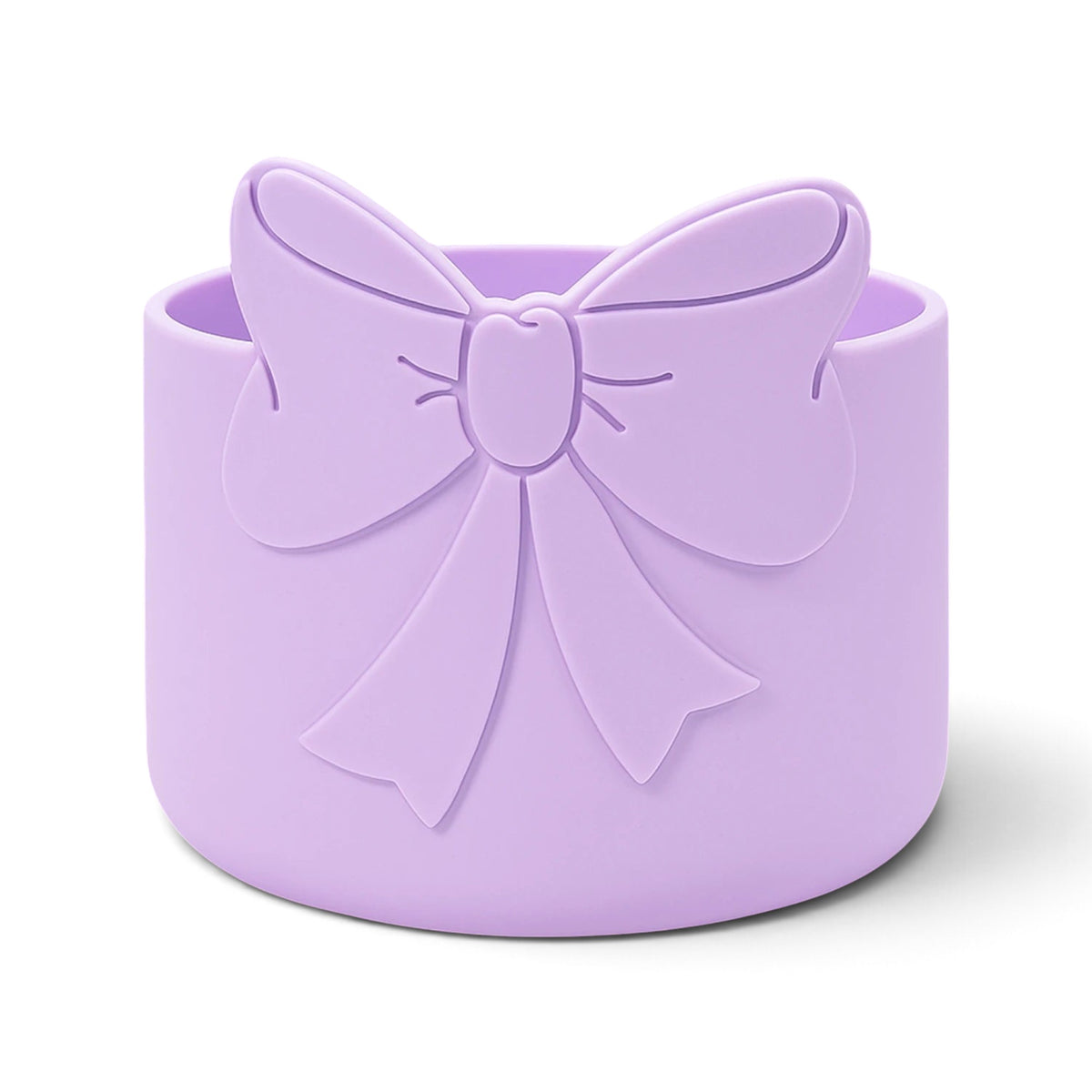 Capa de Silicone Médio - Variados 3D com design de laço em silicone roxo para proteção de copos e garrafas, estilo e durabilidade.
